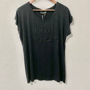 i Jeans by Buffalo T-shirt Womens Size M Oversized I Hate Mondays Beaded Humor